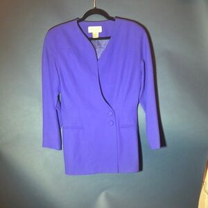 Casual Corner Blue Blazer with V-Neckline